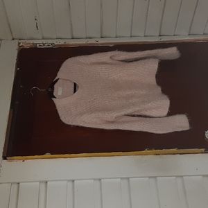 Flutter the Label sz s/m crop eyelash baby pink color acrylic and nylon sweater